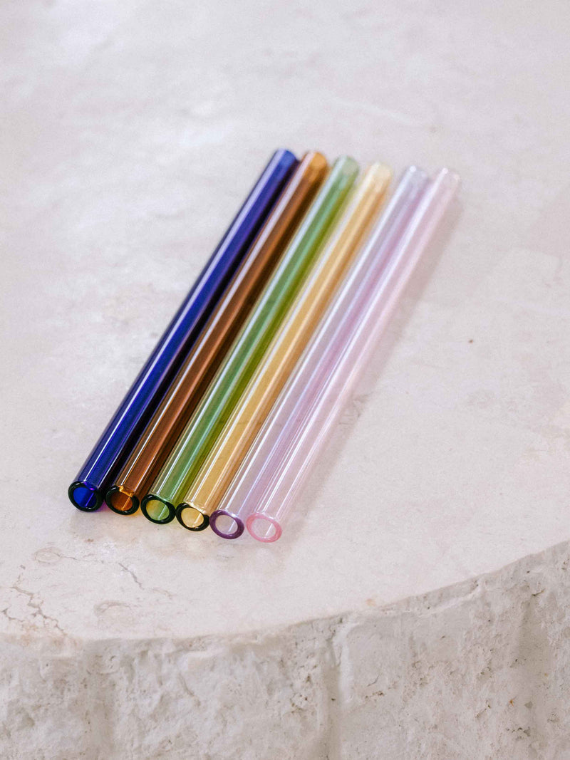 5 Pcs Reusable Glass Straws,Colorful Butterfly on